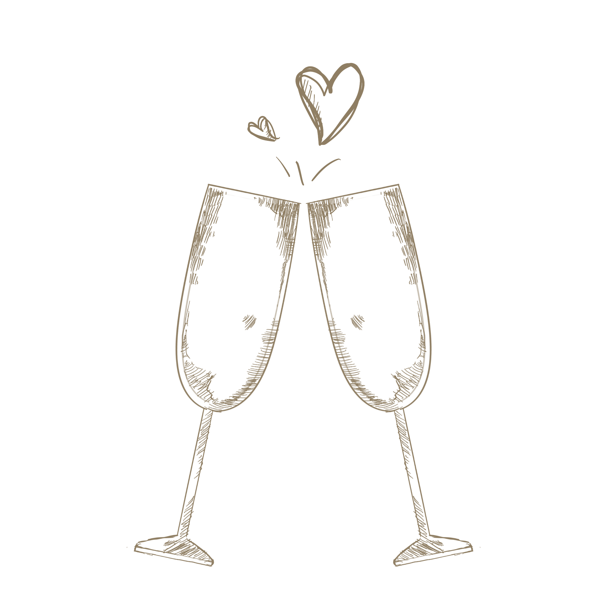 乾杯をするワイングラス 結婚式 パーティー ハート シャンパングラス Anttiq 無料アンティークイラスト素材サイト