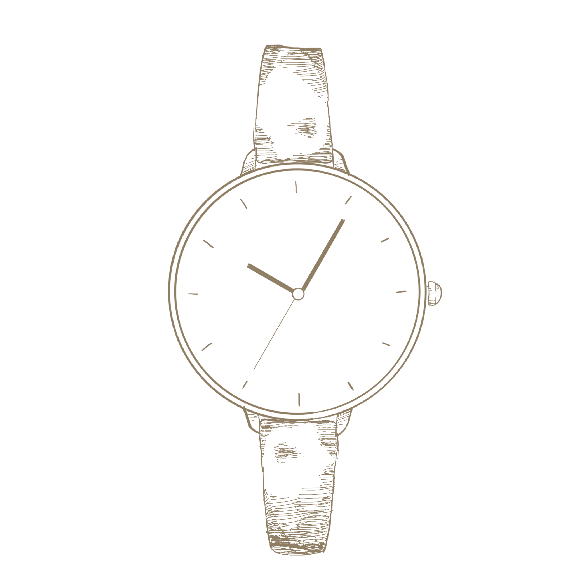 正面から見た腕時計 手書き風イラスト Anttiq 無料アンティークイラスト素材サイト