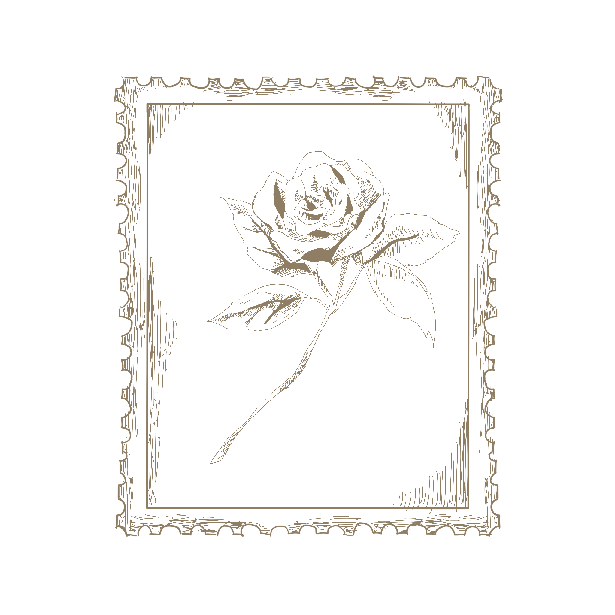 薔薇の切手 手書き風イラスト Anttiq 無料アンティークイラスト素材サイト
